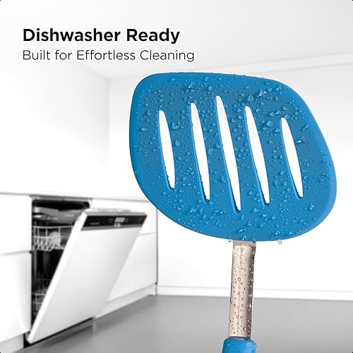 Miniatura 6 de Kitchen Mama WaltzGrip - Espátula de silicona platino para panqueques resistente al calor, flexible, núcleo de acero inoxidable, antiadherente, apto