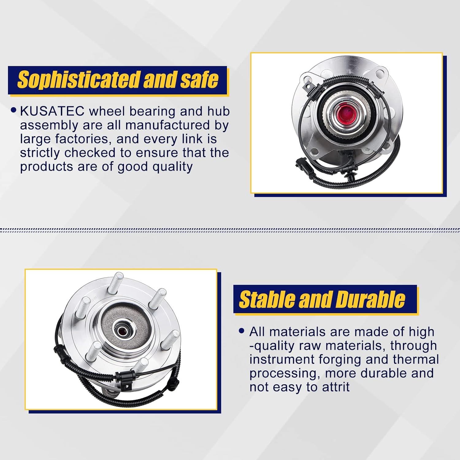 KUSATEC 515169 Front 2PCS 4x4 Wheel Bearing and Hub Assembly Compatible with Ford F-150 4WD 2015 2016 2017, 6 Lug Bolts w/ABS