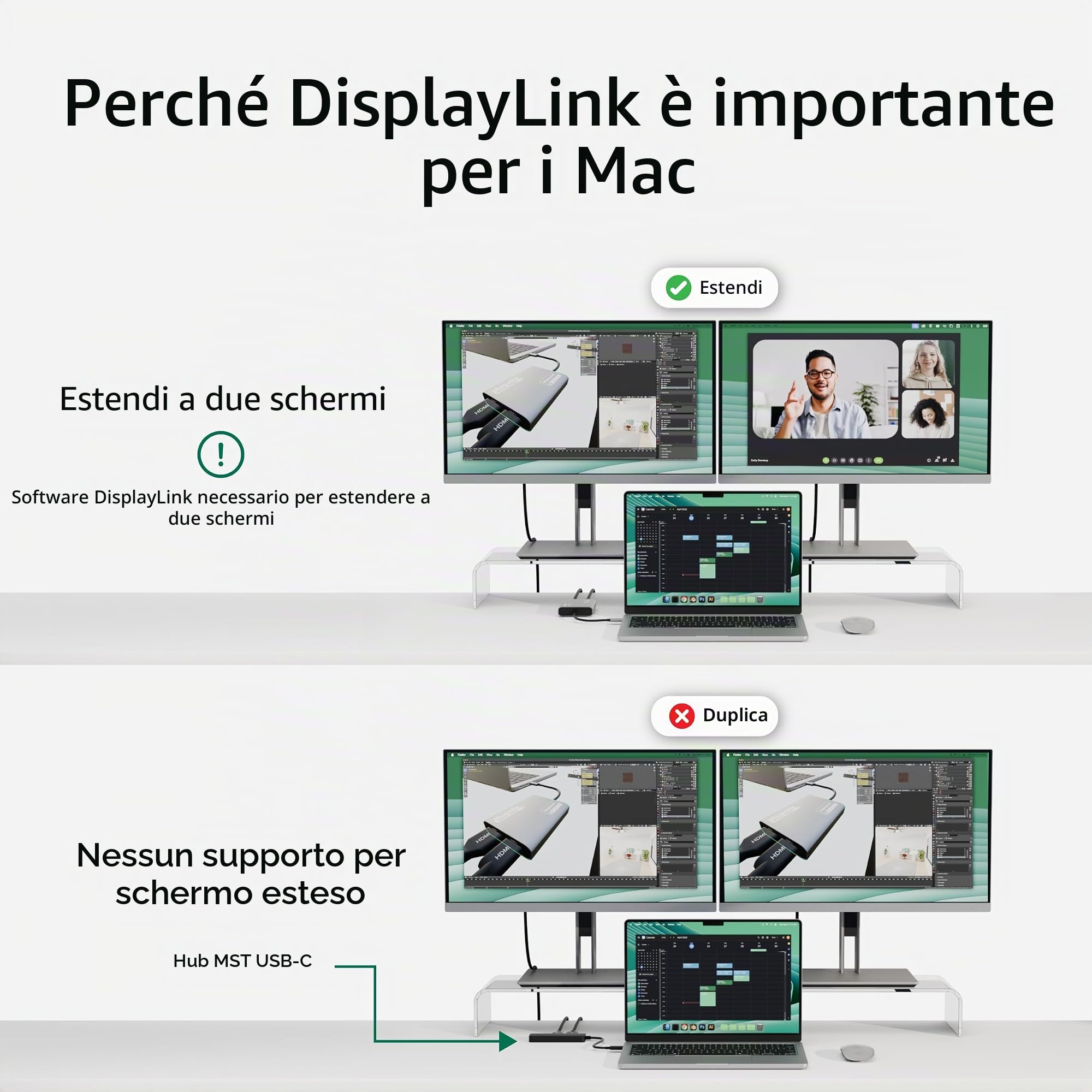 Plugable Technologies USBC-6950M adattatore grafico USB 3840 x 2160 Pixel Argento (Plugable USB-C Dual 4K HDMI Adapter)
