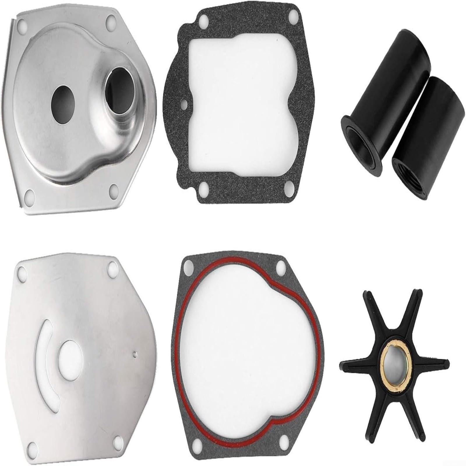 Kit di riparazione girante pompa acqua 821354A per motore fuoribordo Mariner Force 25-50HP, componenti in acciaio inossidabile e gomma per manutenzione del sistema di raffreddamento marino