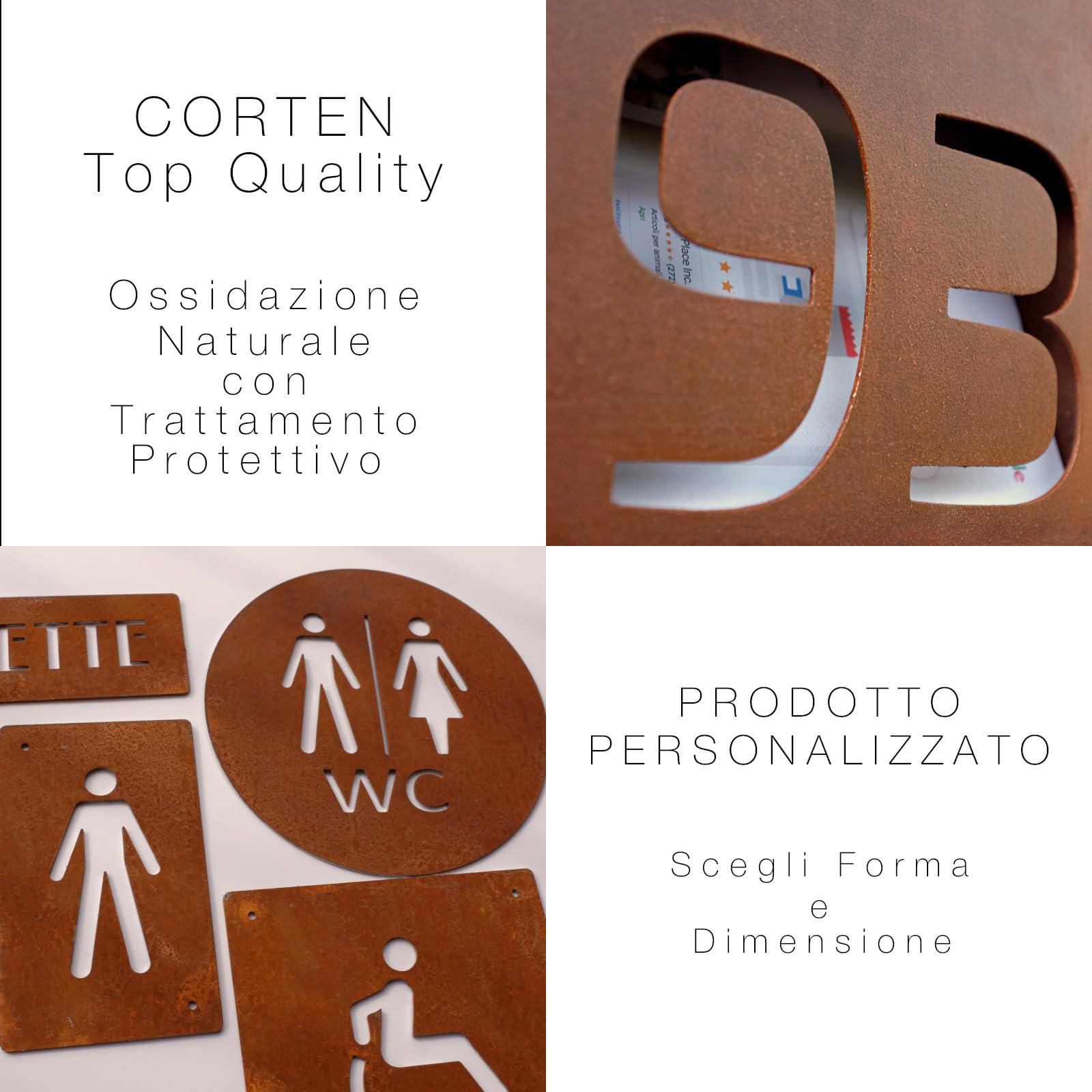 Targa Personalizzata in Metallo CORTEN. Insegna su misura Effetto Ruggine.