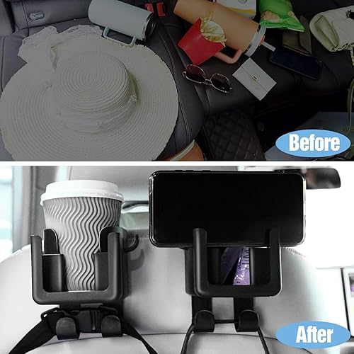 Miniatura 7 de Tallew 2 portavasos para reposacabezas para asiento trasero con gancho multifuncional de gran capacidad para automóvil con portavasos universal 4 en