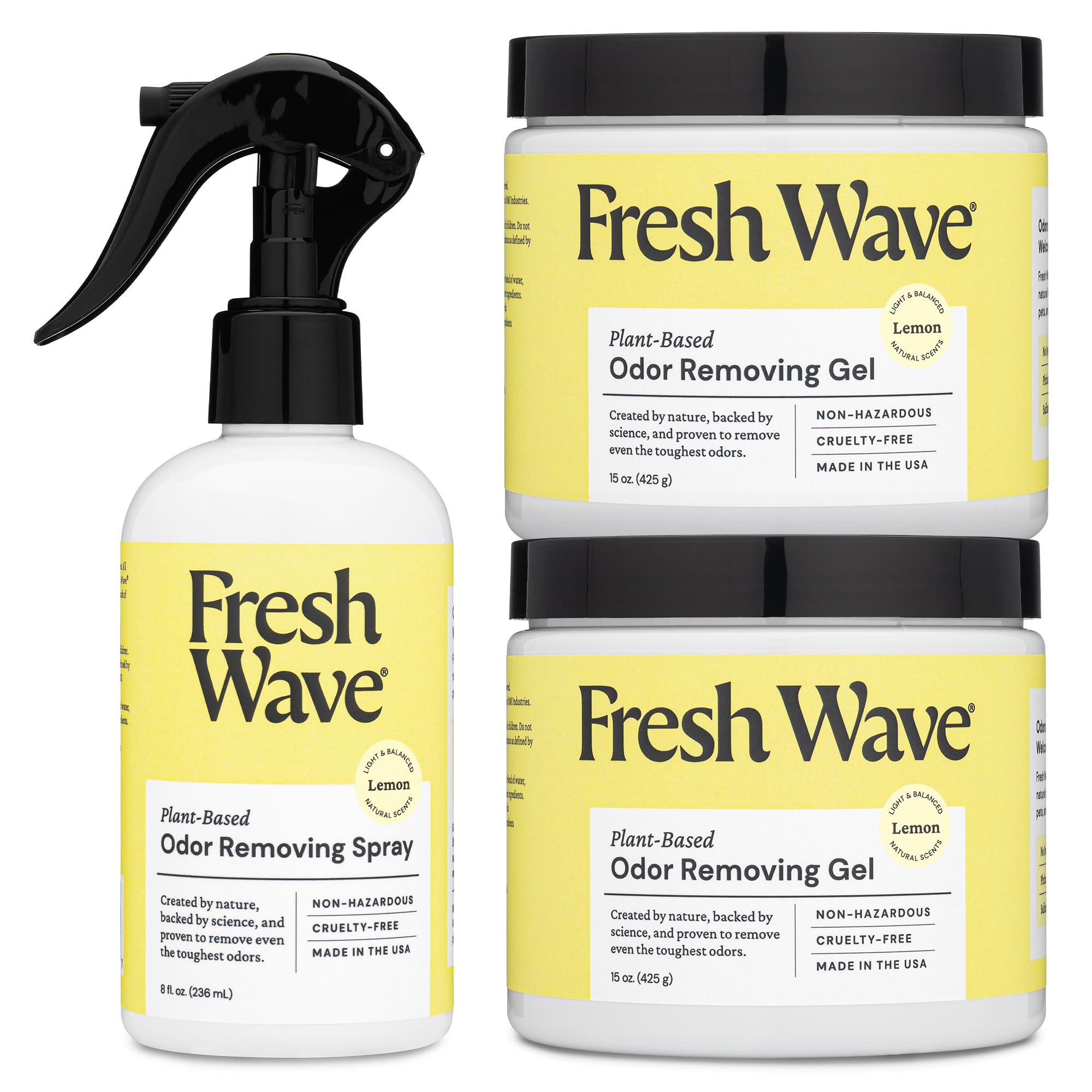 Fresh WaveLemon Odor Removing Gels and Spray Bundle: (2) 15oz. Gels and (1) 8fl. oz. Spray
