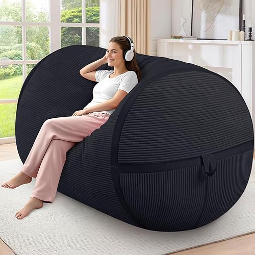 Miniatura 40 de HABUTWAY Puf gigante de 2 pies para adultos, con relleno de espuma viscoelástica, puf grande con funda de terciopelo holandés extraíble para sala de