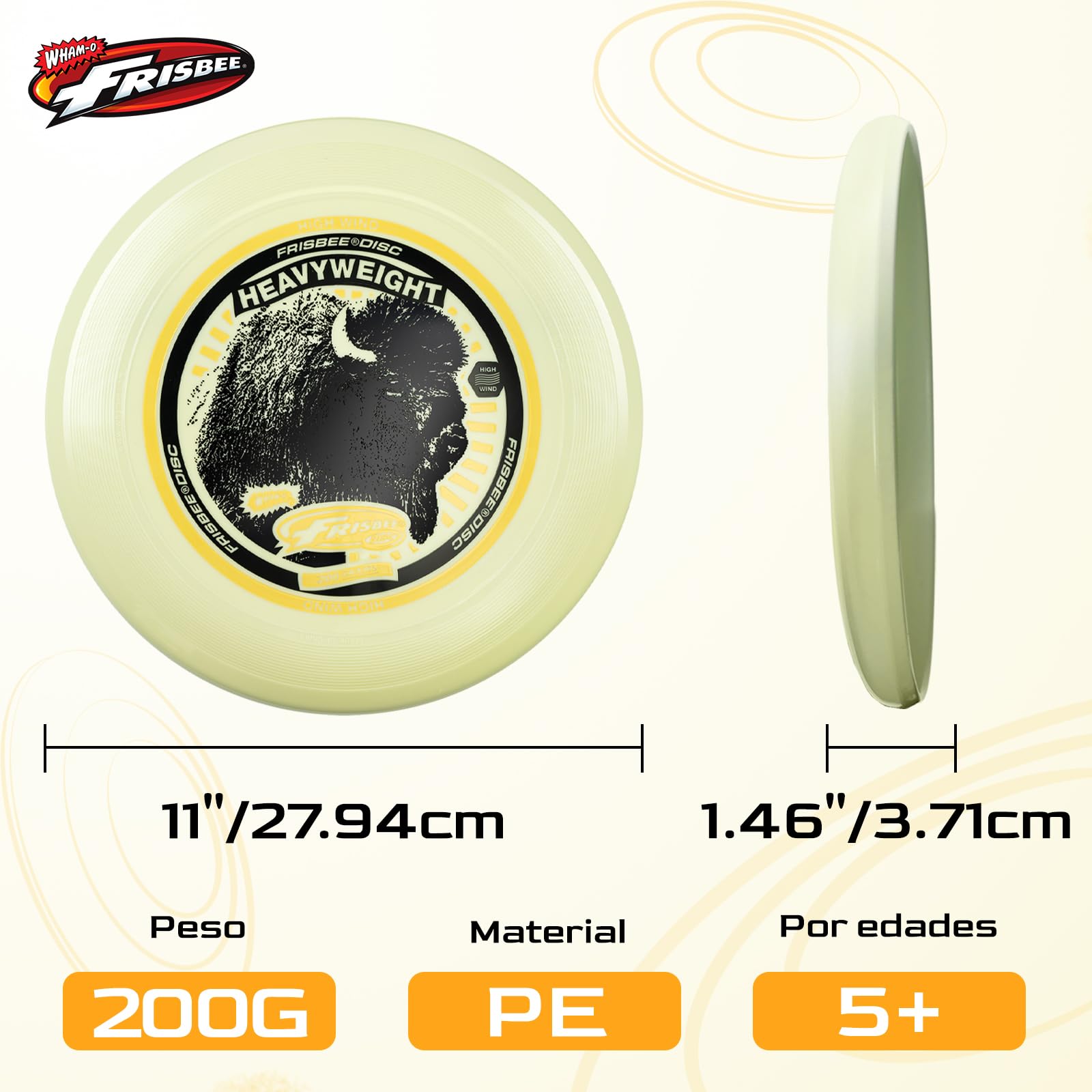 Wham-O Frisbee Pesado 200g, 27.94cm Disco de Larga Distancia y Duradero para Actividades al Aire Libre, Vuelo Estable para Diversión en Familia — view 2