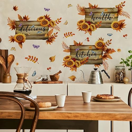 Miniatura 2 de Calcomanías de pared de otoño, cocina, salud, deliciosas calcomanías de pared extraíbles de otoño para cocina, decoración de pared para vacaciones