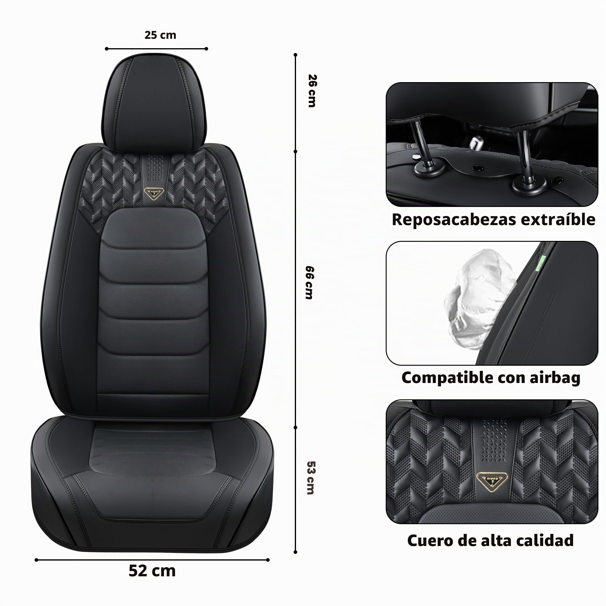 FLORICH Fundas para Asientos de Coche, Juego Completo Fundas para Asientos Delanteros y Traseros, Cuero, Universal, Impermeable, para Berlinas, SUV (Juego Completo, Negro