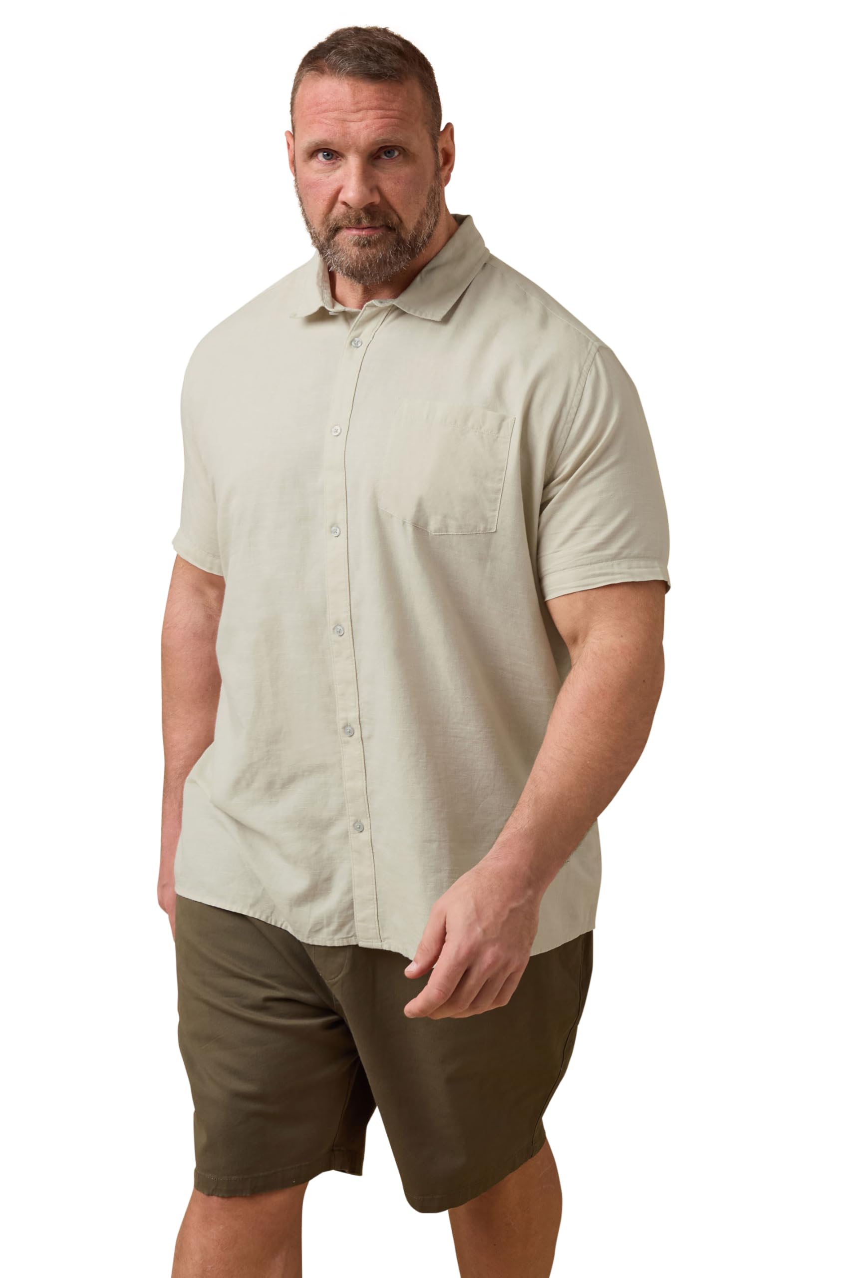 Badrhino Short Sleeve Linen Shirt - Natural