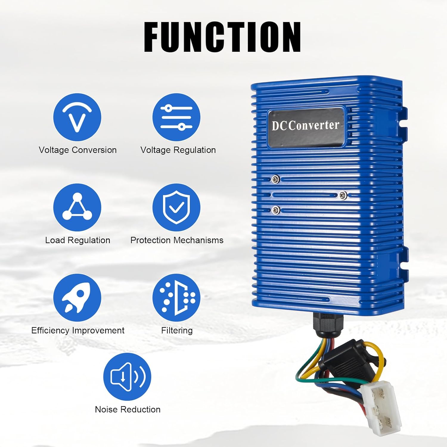 Universal 36V/48V to 12V Voltage Reducer Converter, DC to DC Step Down Regulator Compatible with EZGO, Yamaha, Club Car Golf Cart, 30A 350W
