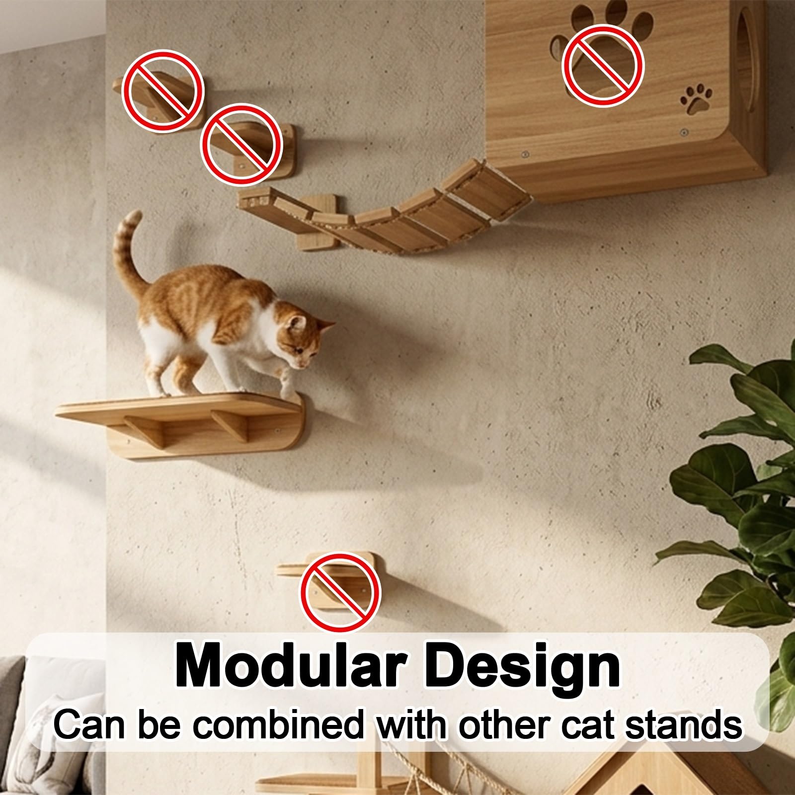 Estantes de Pared para Gatos, Percha de Pared de Madera de Pino de 65 cm, con Capacidad de Peso de 20 Kg para Dormir Y Jugar