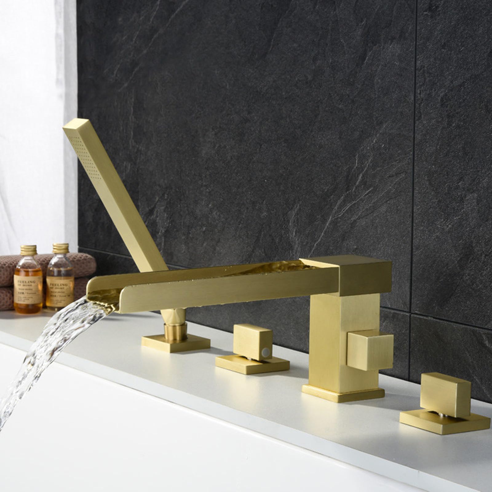 Ensemble de douche cascade chromé luxe avec double poignée pour salle de bain moderne