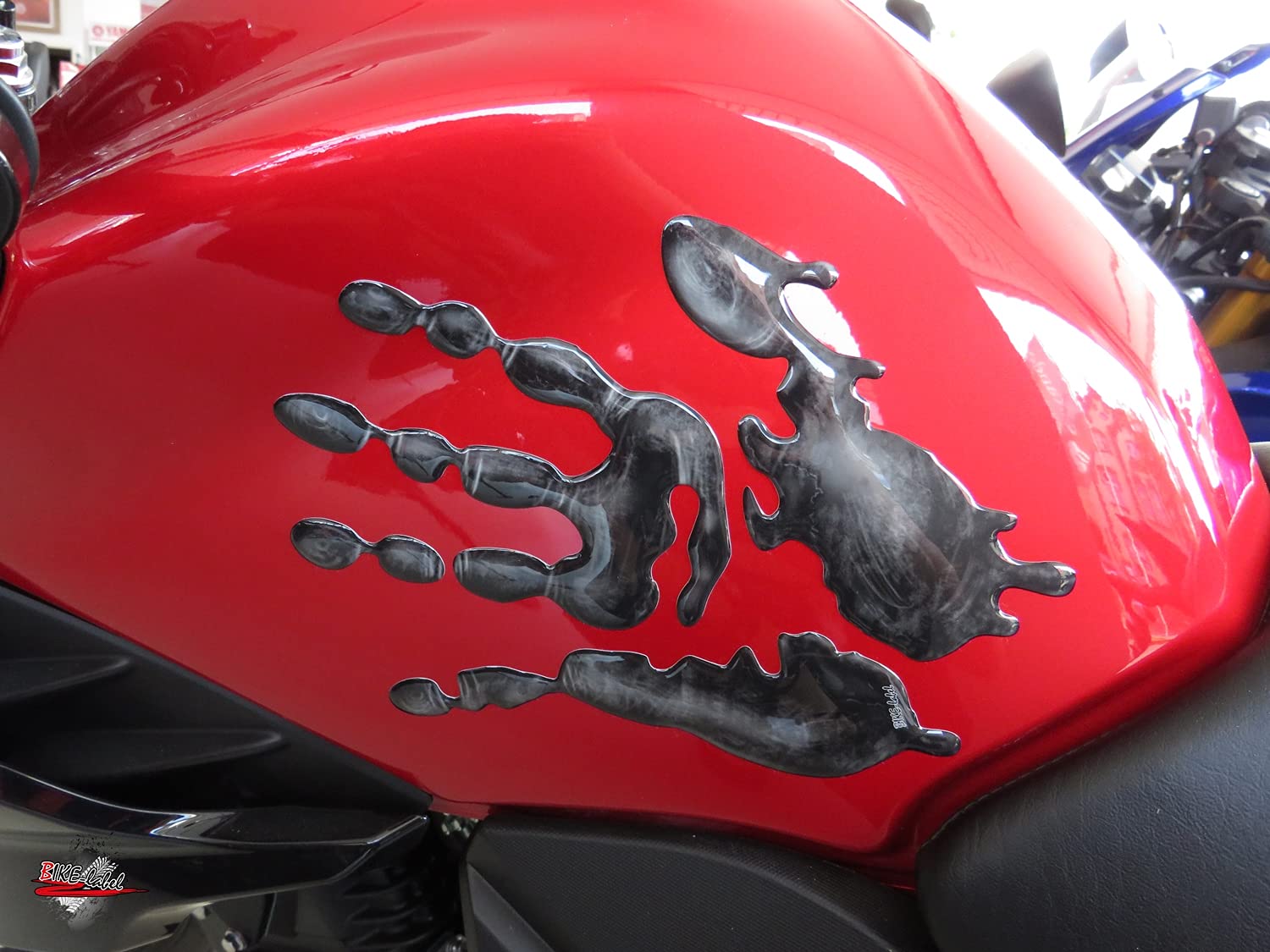 BIKE-label Tankpad Seitentank Motorrad Aufkleber Schwarze Hände Abdruck 800111VA