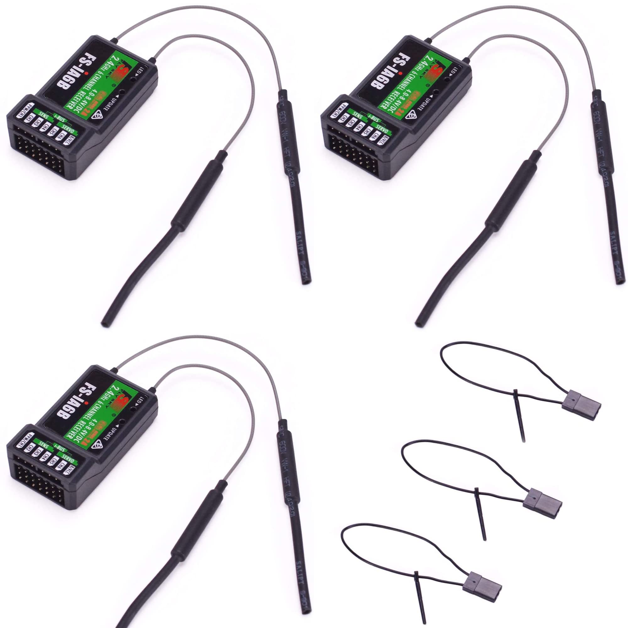 Flysky FS-iA6B Receiver 2.4Ghz 6 Channel Long Range Dual Pass PPM PWM Output and Telemetry with ibus for RC Car Boat (3PCS)