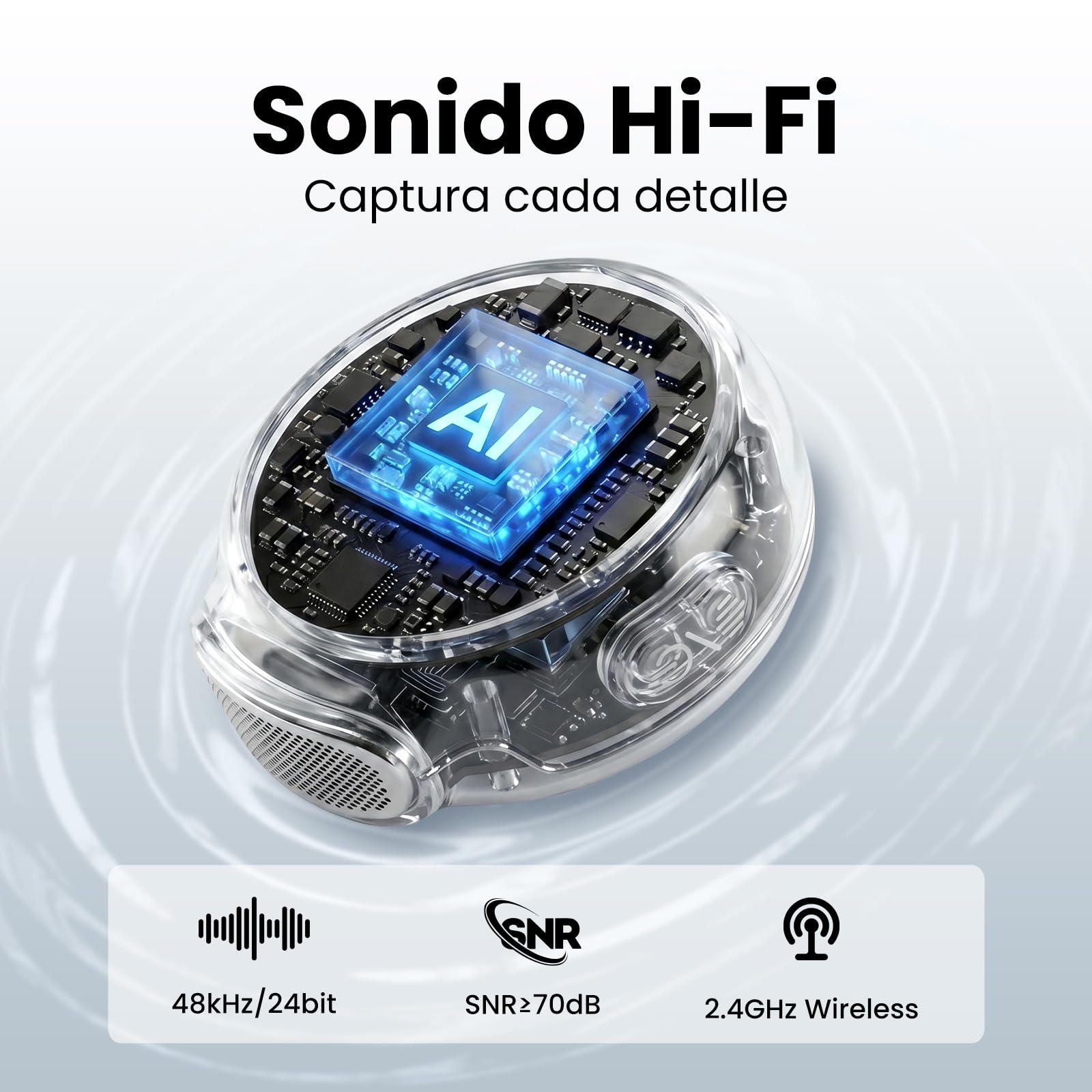 Micrófono lavalier inalámbrico para iPhone, Mini magnético | Cancelación de ruido IA, conexión rápida, batería 6h, ideal para Vlogs, entrevistas y directos