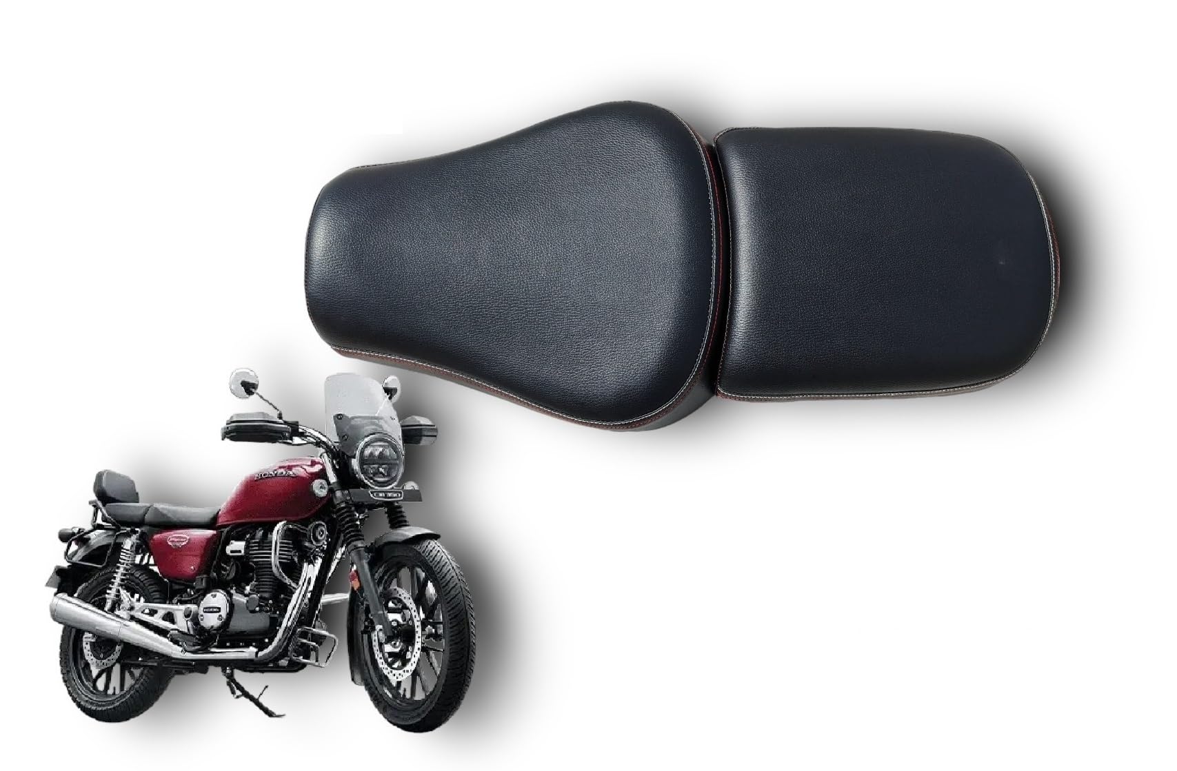 CB 350 Bike SEAT Cover,RED White Dual Tone Stitch,6 mm Cushion Foam, Soft Touch PU Leather,Rope and Elastic PROVIDED for Quick and Easy Installation,DIY-image-21