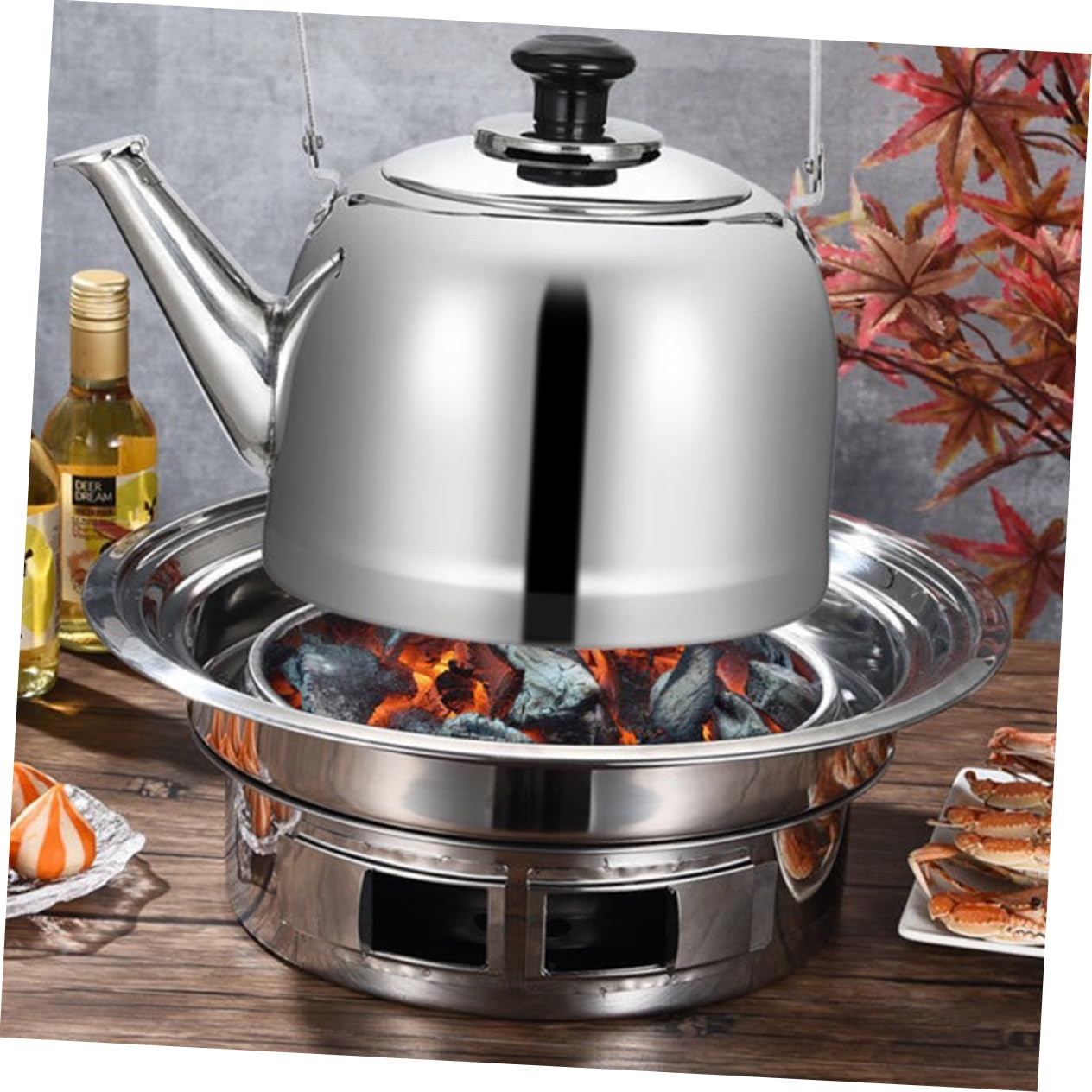 BESTonZON 1Set Portable Stainless Steel Korean Grill Compact Barbecue Stove for Outdoor Cooking Camping and Picnics Durable and Lightweight Design for