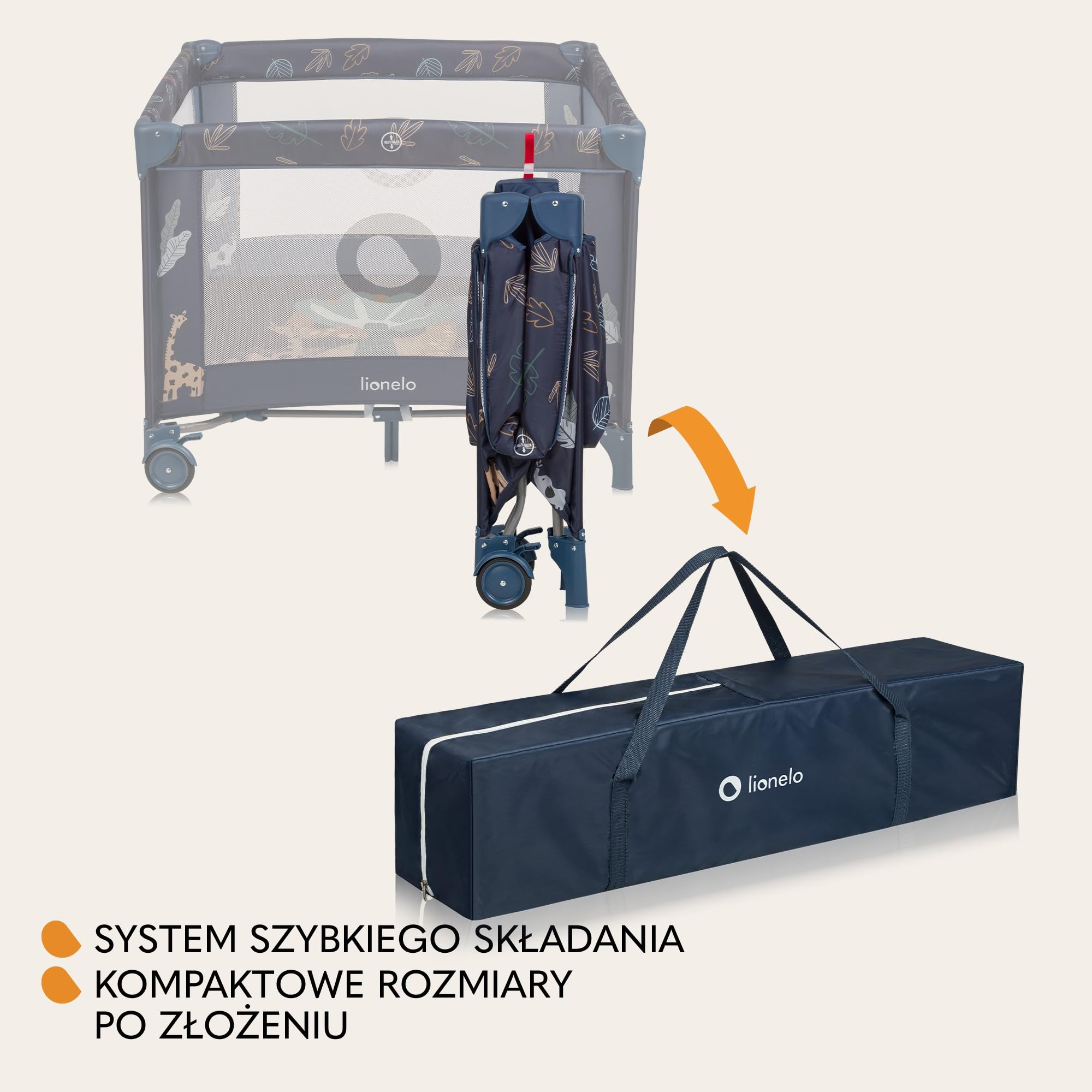 LIONELO BONNIE Kojec dziecięcy do 15 kg, od Urodzenia do 36 miesięcy Boczne Wejście na Zamek, Boki z Przewiewnej Siatki, Szybkie Składanie, Koła z Hamulcem, Torba do Przenoszenia (Niebieski)