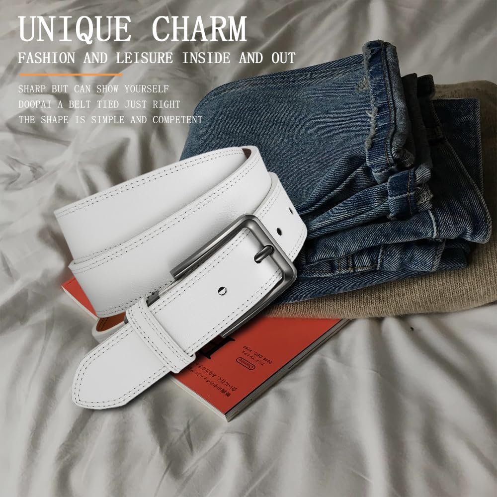 DOOPAI Men's Leather Belt - 1 3/8" Genuine Cowhide Dress Belt for Work, with Quick-Size Adjuster Golf & Casual - Image 3