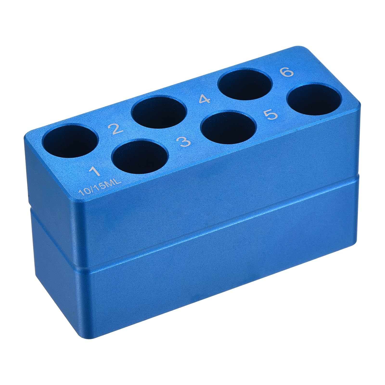 PATIKIL 6 Pozzi Porta Provette Microcentrifuga Raffreddato, Vassoio Piastra Coltura Tessutale, Blocco Raffreddamento Alluminio Per Provette PCR 50ml, Attrezzatura Laboratorio, Blu Chiaro