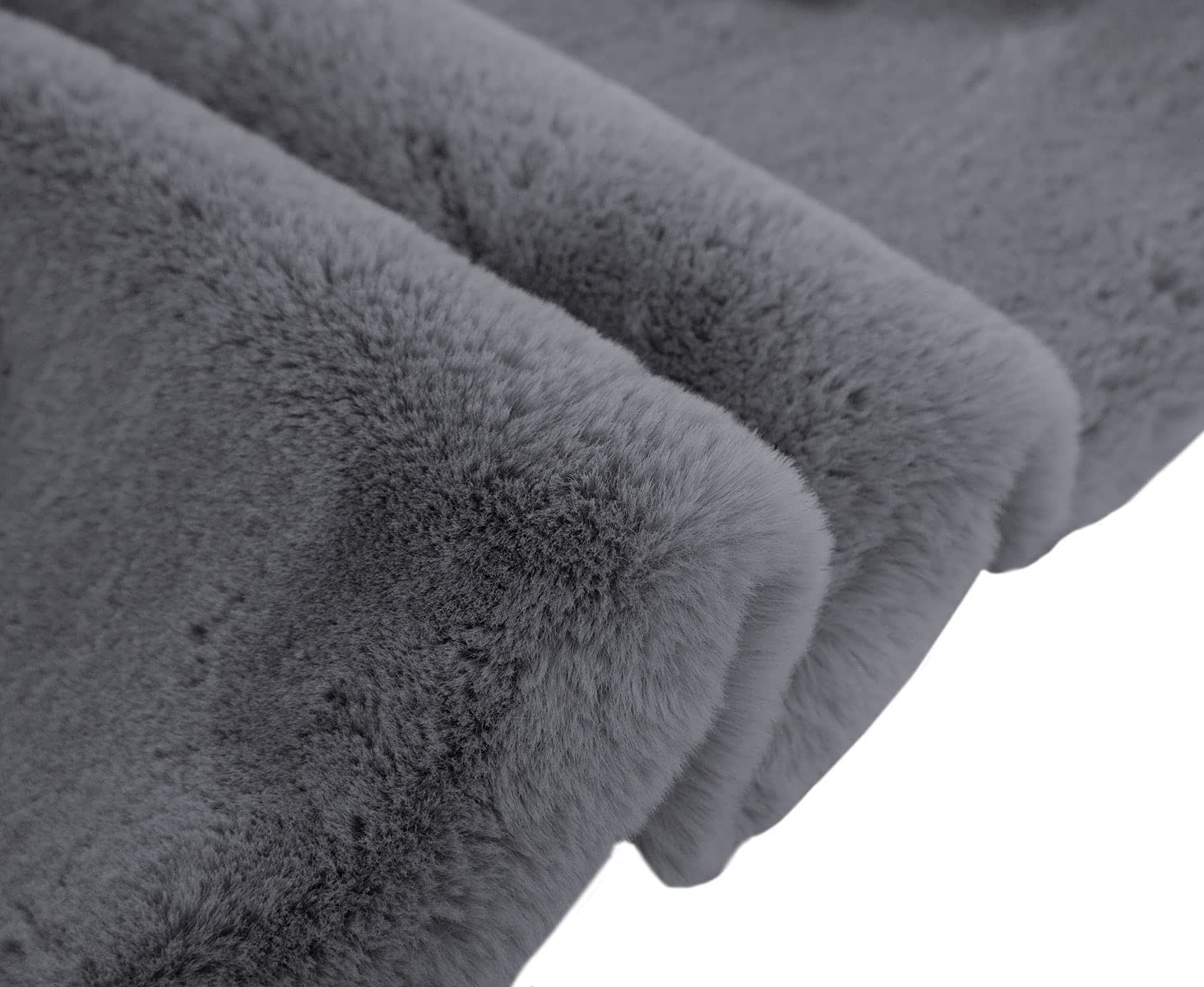 Luxe Home Rabbit Fur Runner - Soft Grey 2x5 Feet -2 Luxe Home Rabbit Fur Runner - Soft Grey 2x5 Feet -2