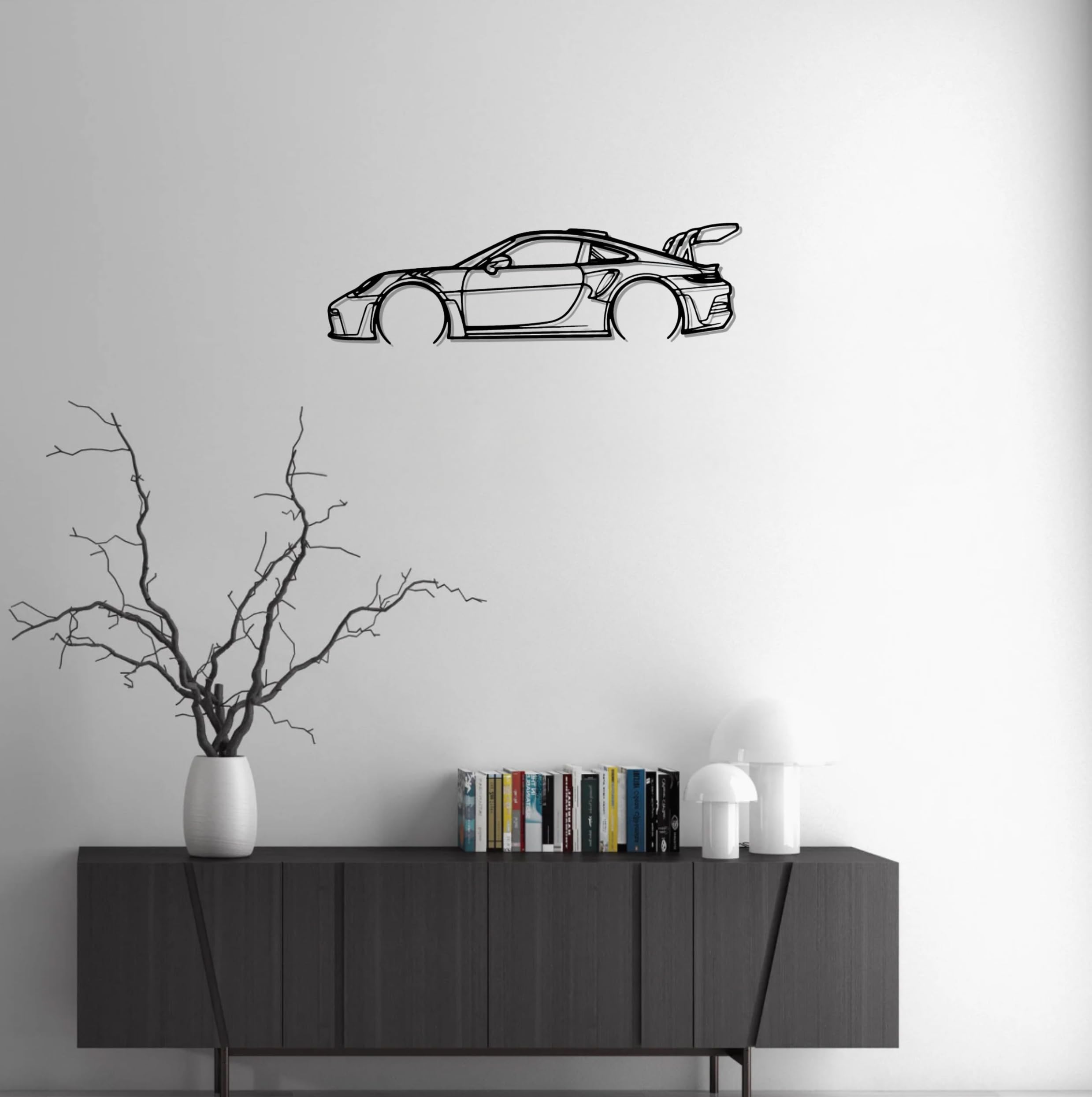 Blaucap Auto muur Porsche 911 GT3 RS, GT3RS, silhouet, muurkunst, wanddecoratie, decoratie, motorsport, autodecoraties, metalen muurkunst