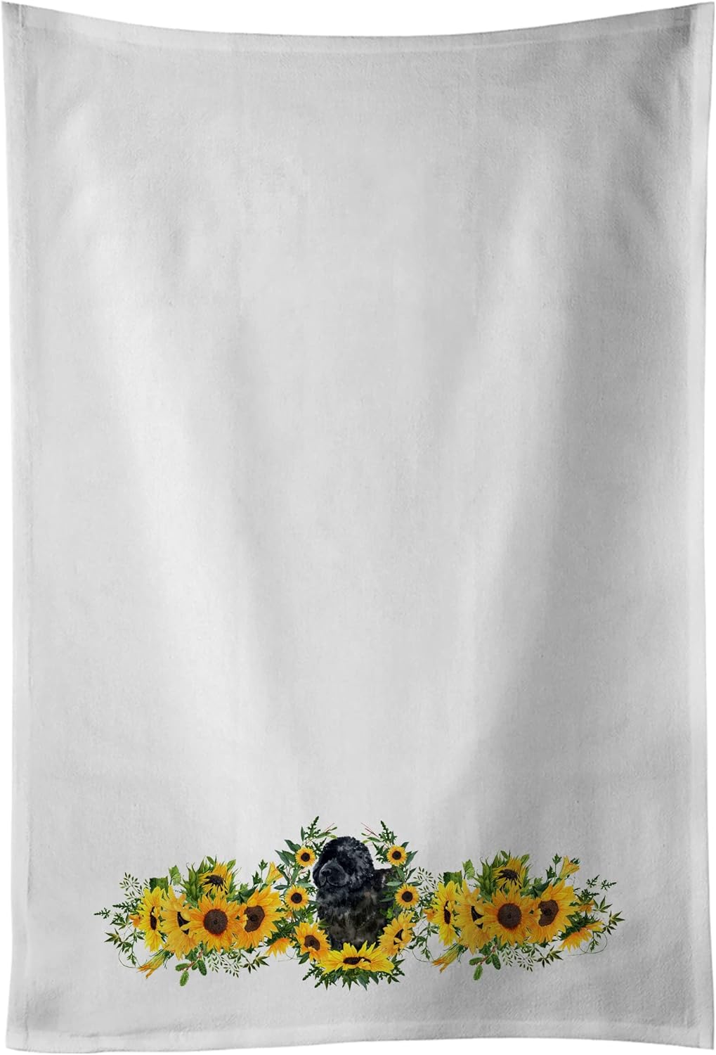Caroline's Treasures CK2863WTKT Newfoundland in Sunflowers White Kitchen Towel Set of 2 Dish Towels Decorative Bathroom Hand Towel for Hand, Face, Hair, Yoga, Tea, Dishcloth, 19 X 25, White