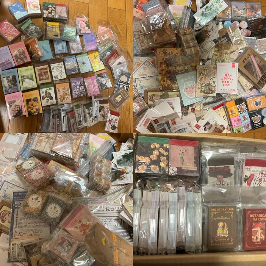 大容量】コラージュ素材まとめ売りセット＊紙もの／洋書／マステ