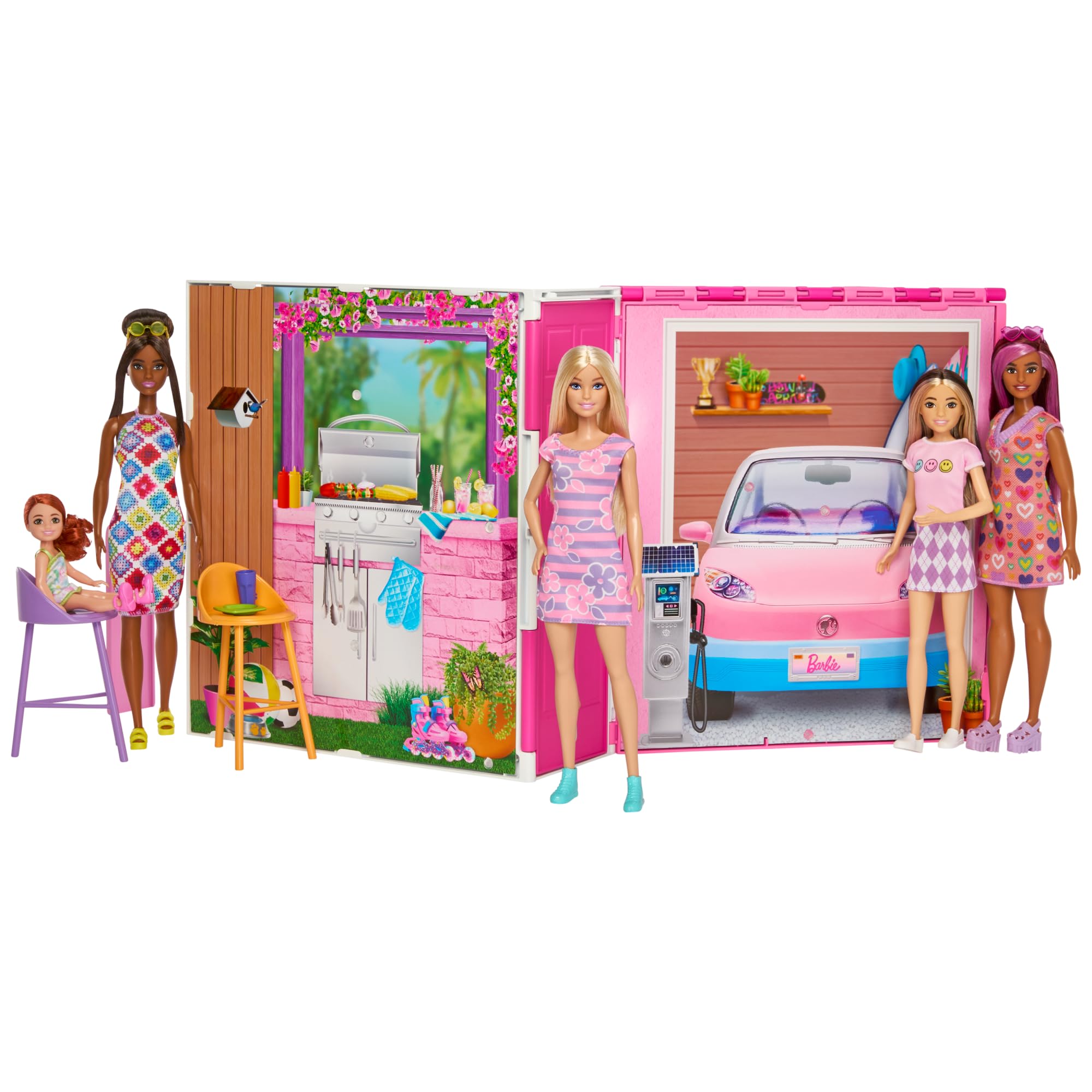 Barbie - Loft Casa Delle Vacanze, Plyaset con Bambola Bionda Inclusa e 4 Aree di Gioco, 11 Accessori e Tante Stanze Arredate, Giocattolo per Bambini, 3+ Anni, Hjr77