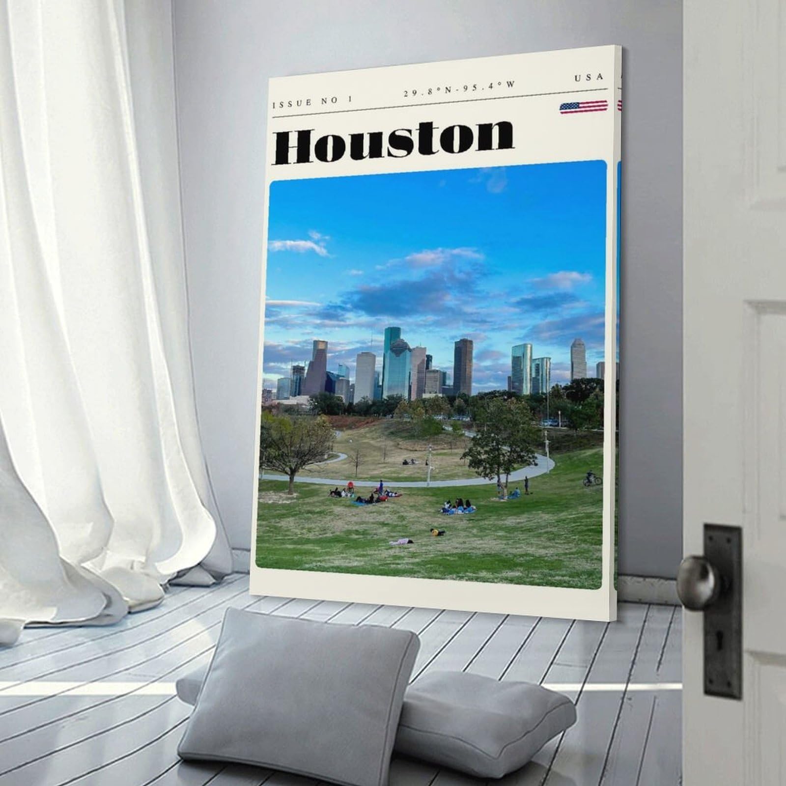 Junmoney Houston Texas Travel Art Wall Picture Print 20x30inch(50x75cm), for Picture Wall Styling in Lounge Or Bedroom, Ideal for Building A Coordinated Art Wall