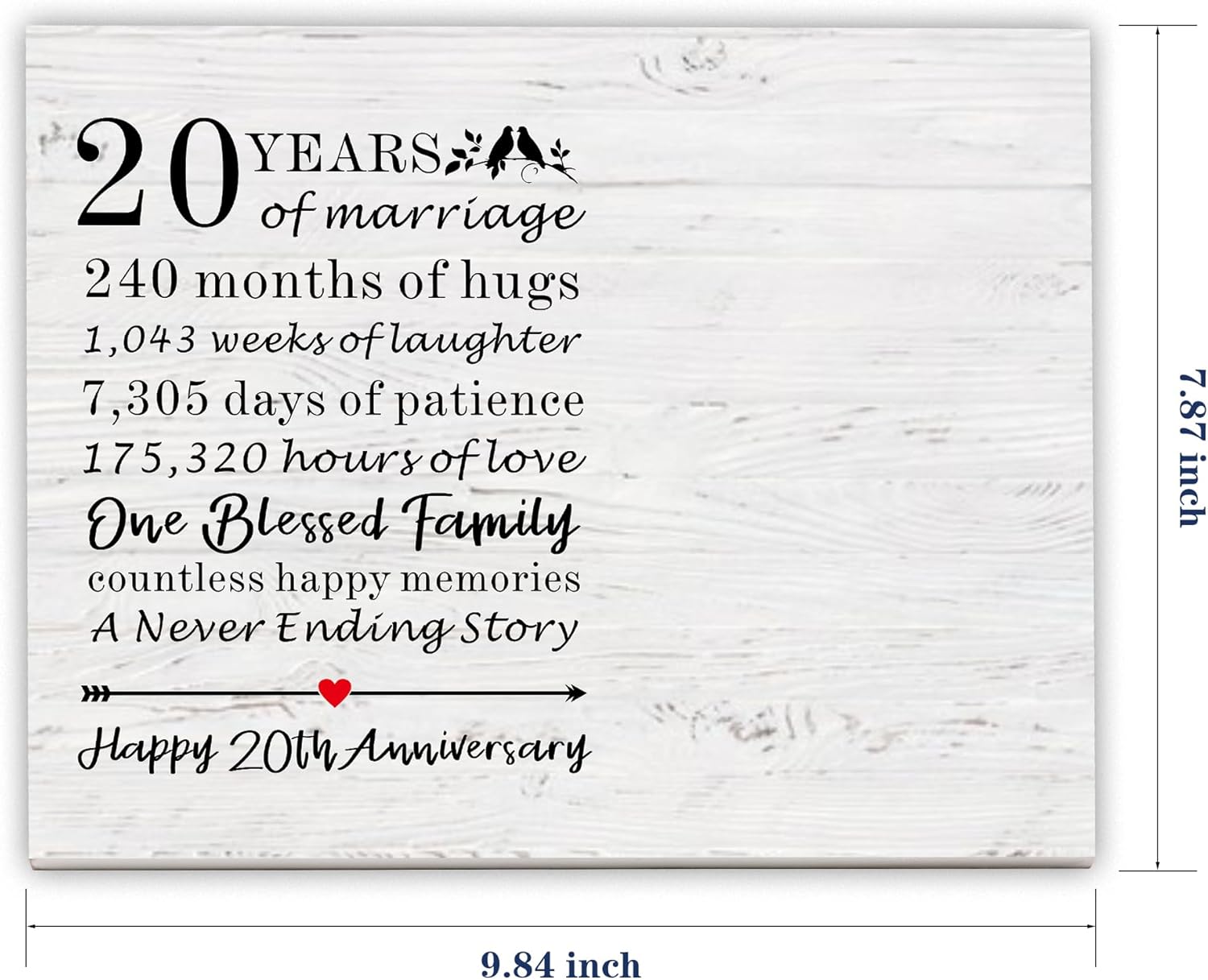 SUNBMO 20th Anniversary Picture Frame, 20th Wedding Anniversary Present for Parents, Gifts for Wife Husband 20th Anniversary, China Anniversary Decorations for Mom and Dad - Image 4