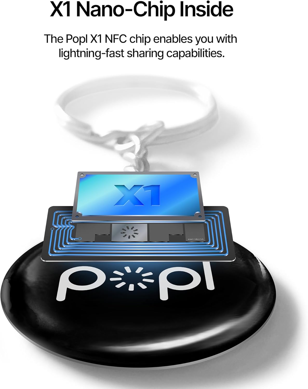 Authentic Patented Popl Keychain™ (Avoid Fake Knockoffs) - Smart NFC Networking Card - Simply Tap to Exchange Contact Info, Capture Leads, & Manage Contacts (Black QR)