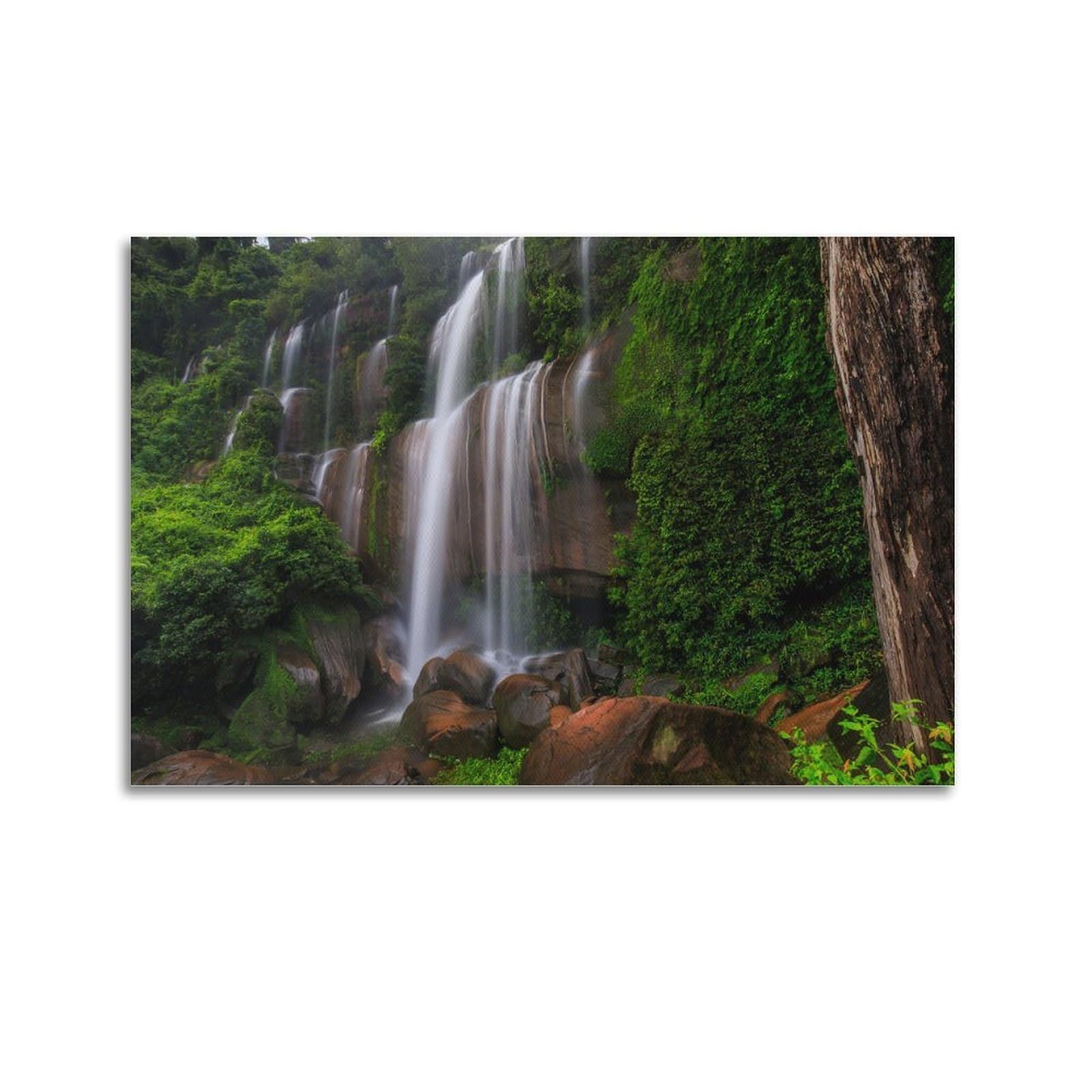 CPGLJD Scenery Poster Waterfall And Forest Poster Decorative Painting Canvas Wall Posters And Art Picture Print Modern Family Bedroom Decor Posters 24x36inch(60x90cm)