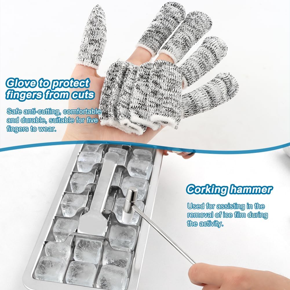 Stainless Steel Ice Cube Trays, 18-Slot Metal Ice Cube Trays for Freezer