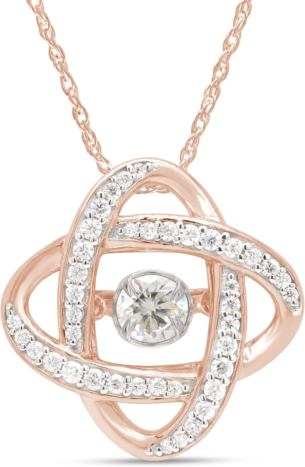 SAVEARTH DIAMONDS 1/2 ct. t.w Round Cut Lab Created G-H Color Moissanite Diamond Infinity Love Knot Pendant Necklace In 14k Gold Over Sterling Silver, 18" Chain (0.50 Cttw, VVS1 Clarity)