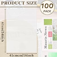 Vista 2 de Seajan 100 bolsas de plástico transparentes para periódicos de 24 x 16 pulgadas, fundas de plástico para obras de arte, revistas, fundas protectoras