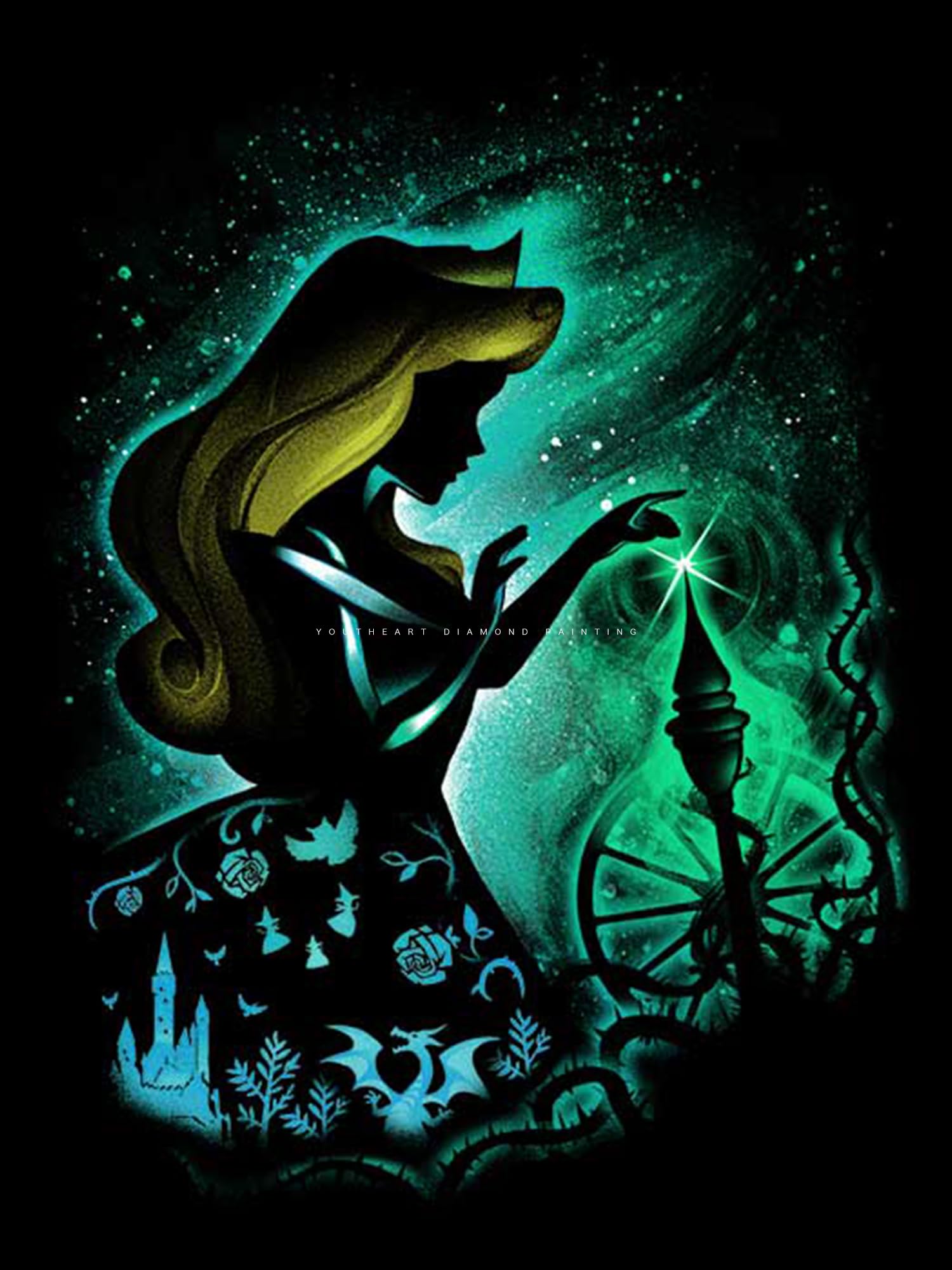 Youtheart Diamond Painting Aurora Diamond Art Sleeping Beauty, 5D Full Drill Cross Stitch Embroidery Kits
