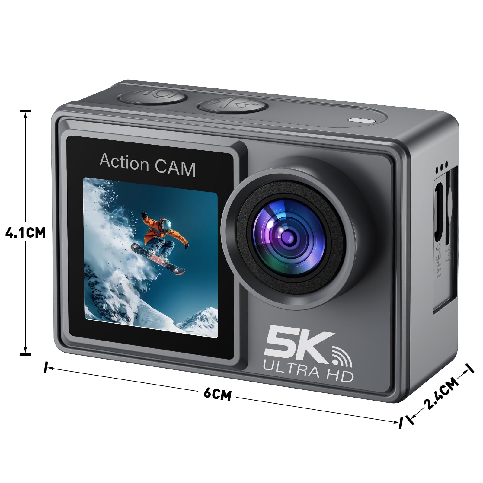 Action Cam 5K/ 4K, 50MP 30M/98FT wasserdichte Unterwasserkamera mit 64GB SD Karte, EIS, WiFi, 170° Ultra-Weitwinke Action Kamera–Ideal für Fahrrad, Schnorcheln, Motorrad, helmkamera