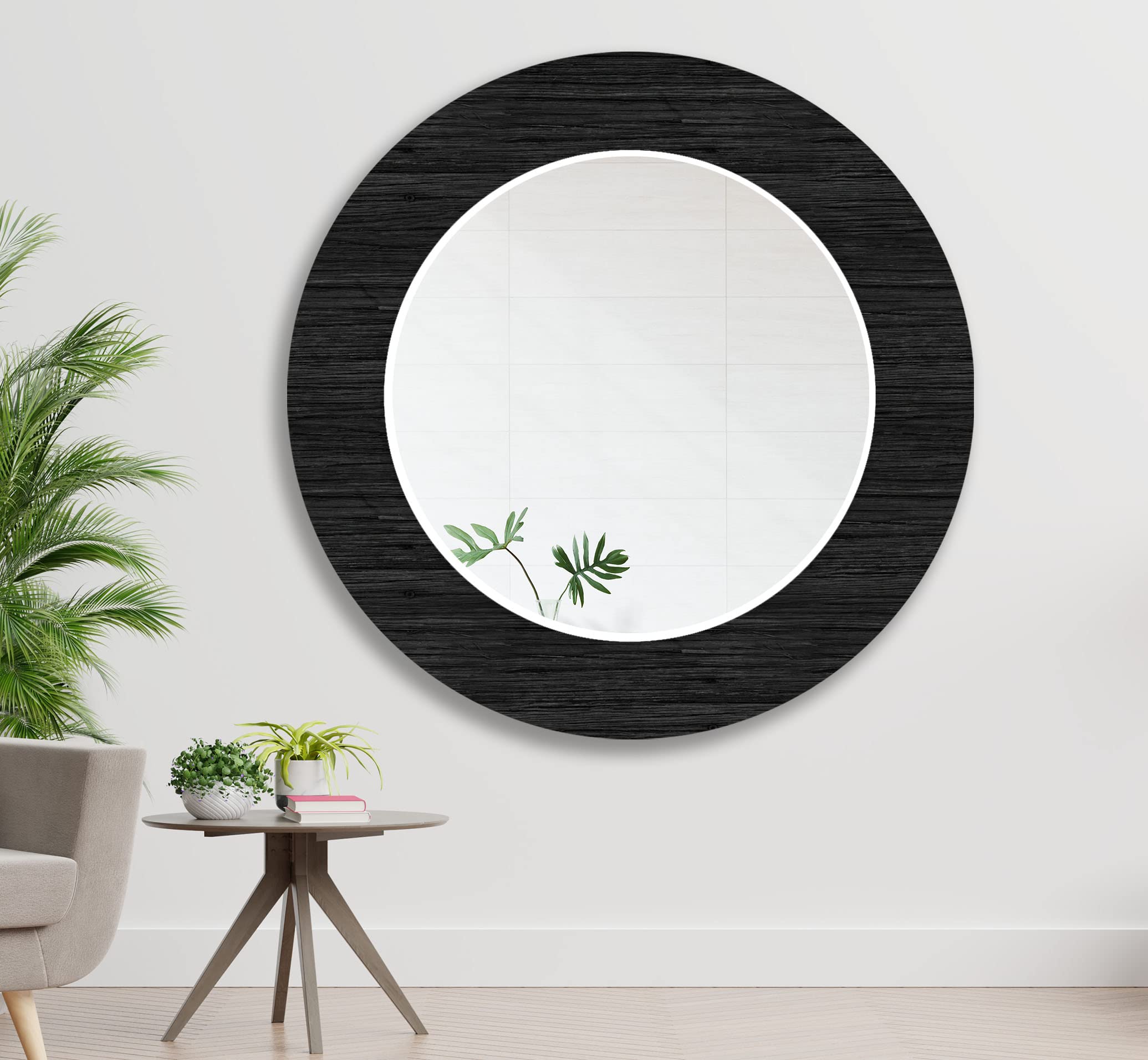 Okrągłe lustro na ścianę, 60 cm, lustro łazienkowe, duże okrągłe lustro, dekoracja ścienna, lustro ze szkła hartowanego, lustro wiszące na ścianie, lustro toaletowe, 135 RM