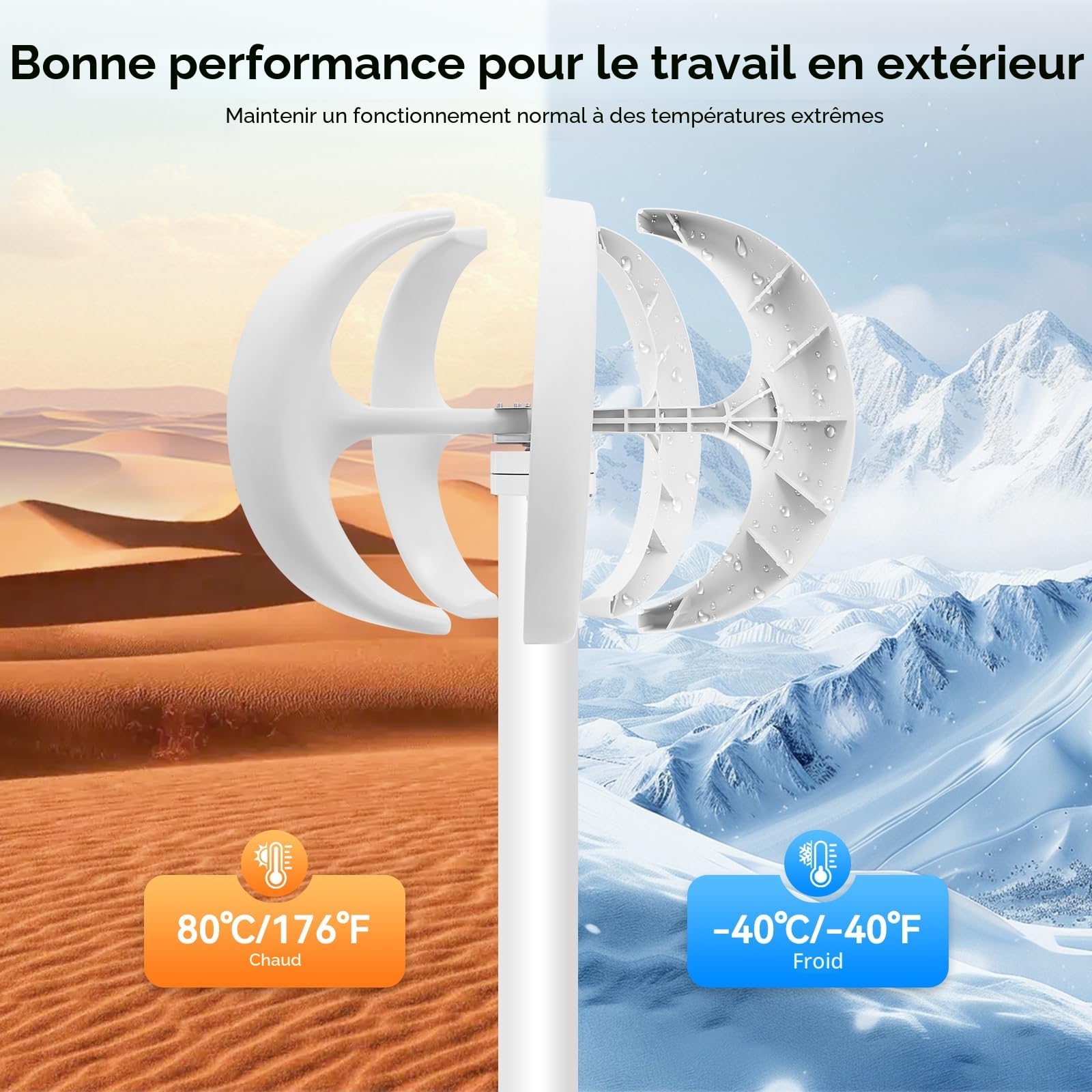 Éolienne 600 W - Lanterne domestique - Générateur de 24 V - Kit éolienne - 5 lames - Éolienne verticale - Pour bateaux, pavillons, cabanes ou maisons mobiles