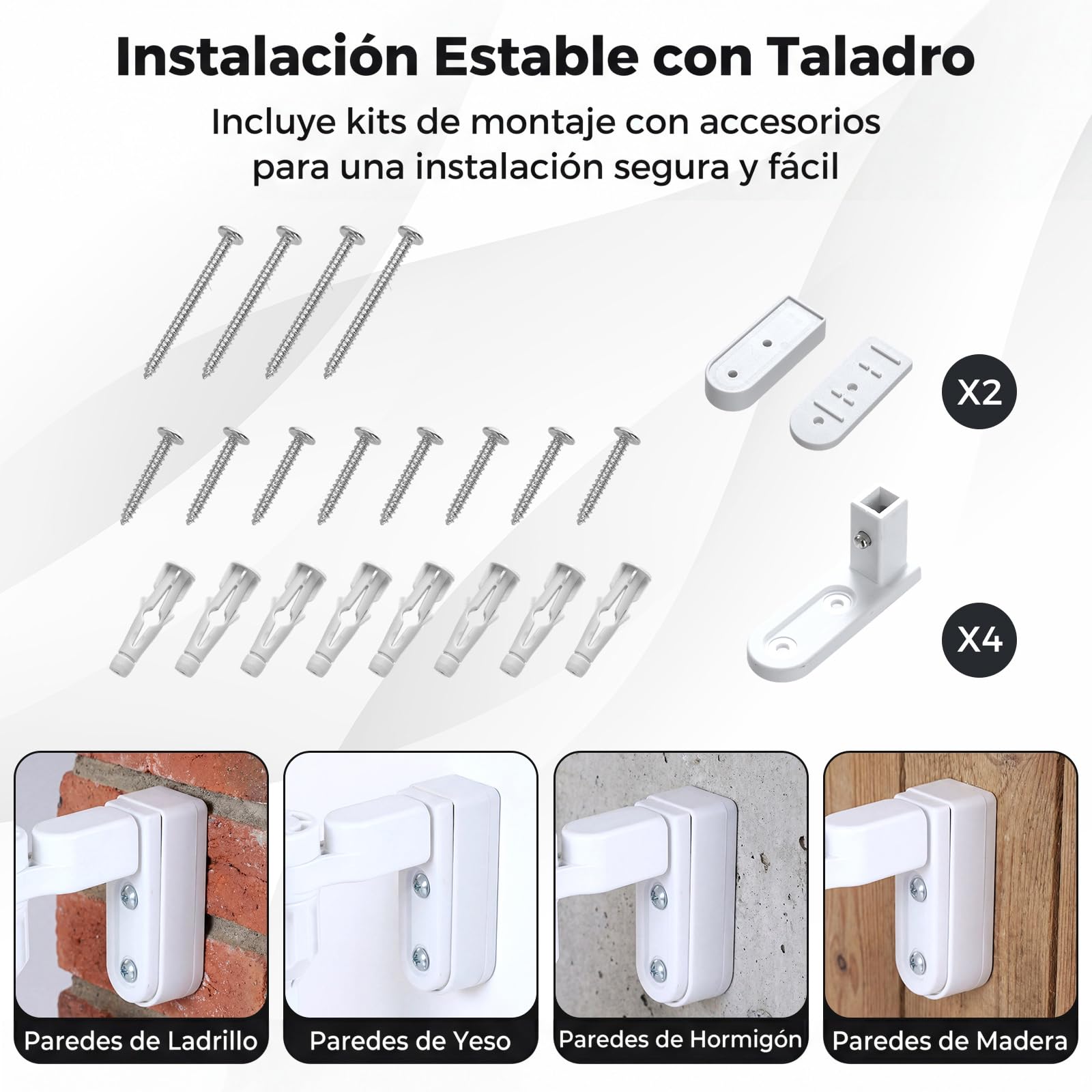COSTWAY Barrera de Seguridad para Niños, 74,5-198 x 74,5 cm, Valla de Seguridad de 3 Paneles con Doble Bloqueo, Apertura en Dos Direcciones, Puerta Escalera de Metal para Bebés y Perros (Blanco)