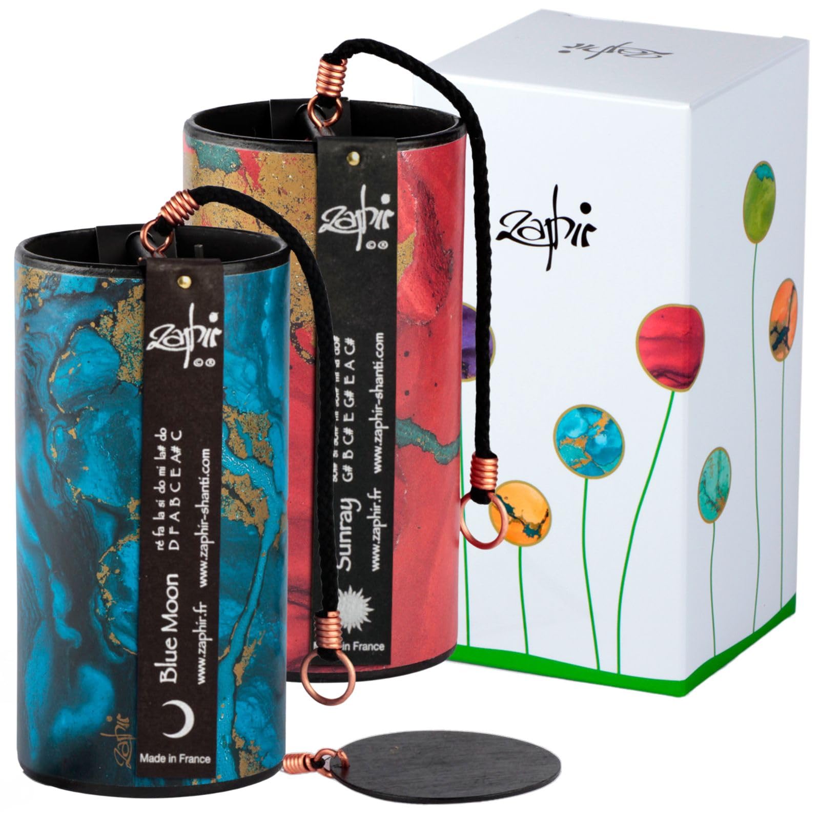Zaphir Klangspiel Set mit Geschenkverpackung | Freie Auswahl | Windspiel Geschenk | Chimes für Yoga, Kinder und Meditation | Crystalide, Sufi, Twilight, Sunnray [2 Stück]