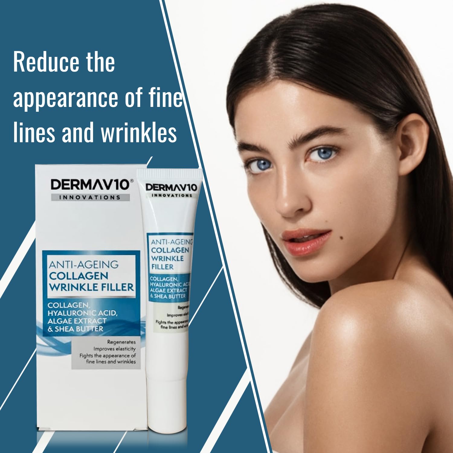 3x DermaV10 Innovations Anti Ageing Collagen Wrinkle Filler 15ml, 5 g (Pack of 3) - Image 2