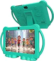 Tablet infantil de 7 polegadas Android 12.0 para crianças, 4 GB de RAM, 32 GB, ROM, Bluetooth, tela IPS, controle parental, câmera dupla, à prova de choque, para jogos educativos, (verde)