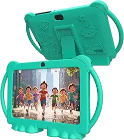 Tablet infantil de 7 polegadas Android 12.0 para crianças, 4 GB de RAM, 32 GB, ROM, Bluetooth, tela IPS, controle parental, câmera dupla, à prova de choque, para jogos educativos, (verde)