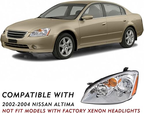 Miniatura 4 de TUSDAR Compatible con Nissan Altima 2002 2003 2004 Conjunto de faros delanteros halógenos modelo izquierdo del conductor y lado derecho del pasajero