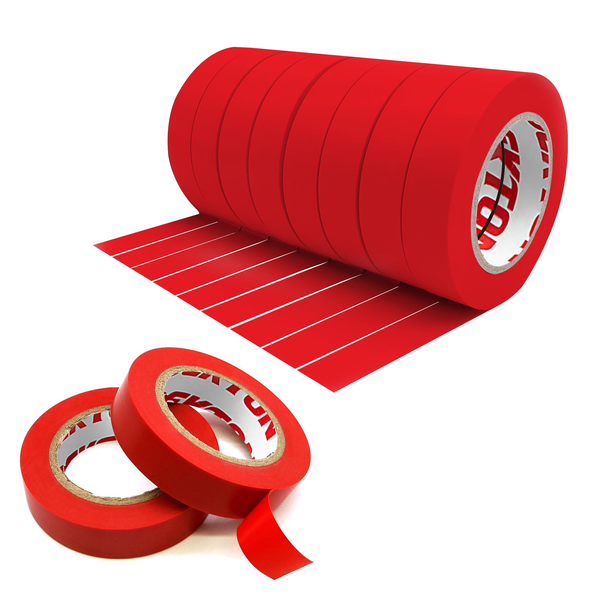 Dekton 10PC Red Insulation Tape | Up to 600V Protection | Self-Fusing Adhesive PVC Tape | Water Resistant for Durability | Works in -0 to 8°C Temperatures | Strong, Reliable, and Long-Lasting