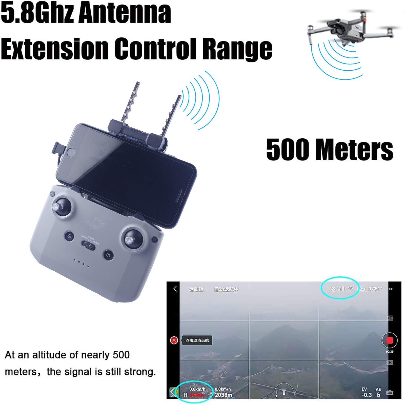 Amplificadores De Señal Yagi Para Drones DJI - 5.8Ghz, Compatible Con Mavic Mini, Air, Spark