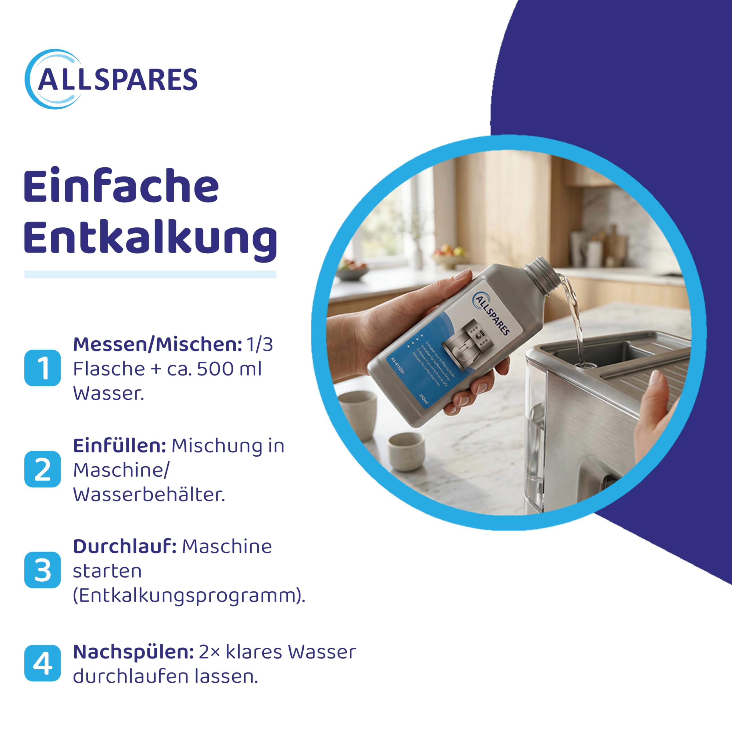 AllSpares universal Flüssig-Entkalker (12 x 250ml) für Kaffeemaschinen geeignet für Philips Saeco CA6700, CA6701 | Gaggia 21001681, RI9111 | Melitta 6762517 | Nespresso