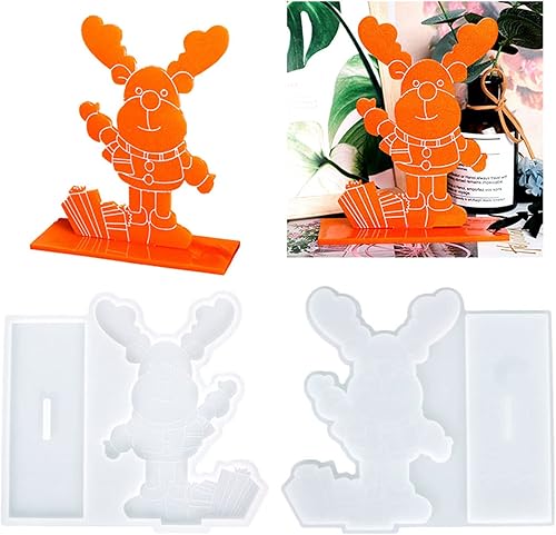 Molde de silicona de resina epoxi para decoración de mesa, diseño de ciervos navideños, decoración de puertas de Navidad, molde de silicona para
