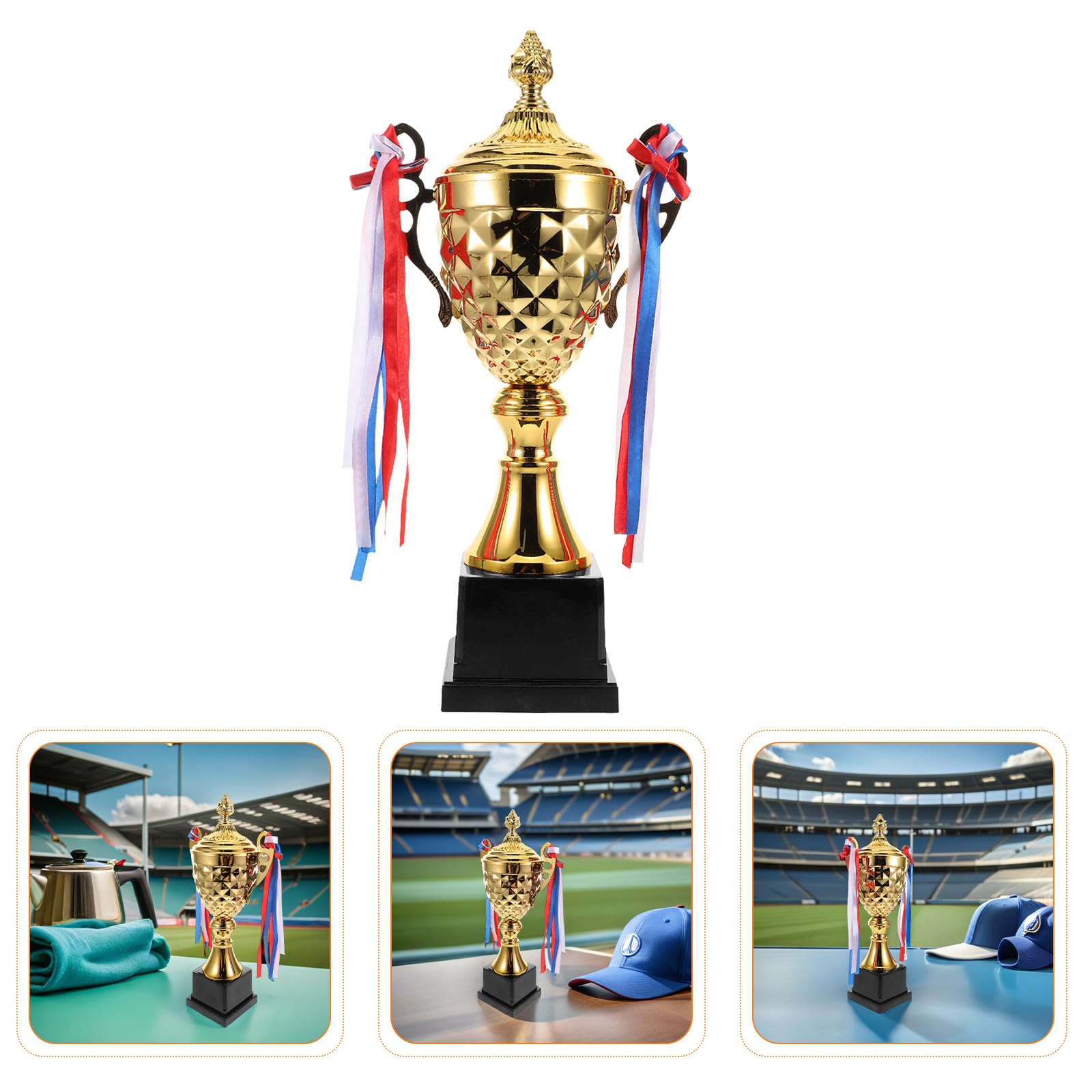 BESPORTBLE Copa Trofeo Grande de Metal para Competiciones Deportivas Premio Trofeo Versátil para Baloncesto Fútbol Atletismo y Hockey y Fácil de Exhibir